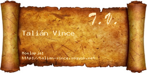 Talián Vince névjegykártya